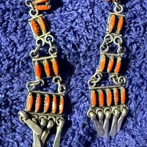 Elegant Silver and Orange Dangle Earrings